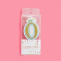 Pink and gold number 0 birthday candle with crown decoration in retail packaging - Number 0 (4409458047950)