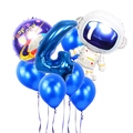 Kit de ballons astronaute avec chiffre 4 bleu pour décoration d'anniversaire de l'espace - Thème Astronaute Chiffre 4