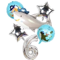 Pirate shark themed balloon set with silver number 6 for 6th birthday decorations - Set (Number 6)