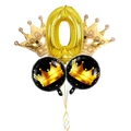 Golden number 0 balloon set with crowns and black foil balloons for party decoration - Crown Number 0 Style (4340467853277)