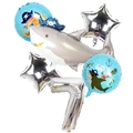 Pirate shark themed birthday balloon set with large silver number 7 for boys party - Set (Number 7)
