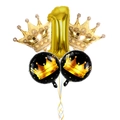 5-piece gold number 1 and crown foil balloon set for first birthday party decoration - Crown Number 1 Style (4340467853278)