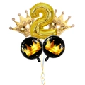 Golden number 2 foil balloon set with crown designs for second birthday party decor - Crown Number 2 Style (4340467853279)