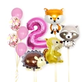 Pink number 2 balloon set with forest animal fox and squirrel balloons for 2nd birthday - Pink Forest Animal - Number 2