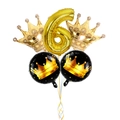 Kit 5 ballons anniversaire avec chiffre 6 doré, couronnes et ballons noirs en aluminium - Style Couronne Numéro 6 (4340467853283)
