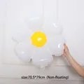 White daisy foil balloon with yellow center, 70.5x79cm size, non-floating floral decor - Medium White Daisy