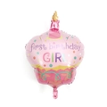 Globo de helio con forma de cupcake rosa para el primer cumpleaños de una niña - Gran Pastel de Velas Rosas de Primer Cumpleaños