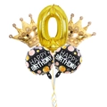 Kit ballon chiffre 0 et couronne dorée Happy Birthday pour décoration de fête - Style Anniversaire Couronne Numéro 0 (4340467853287)