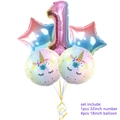 Set palloncini numero 1 arcobaleno 32 pollici con unicorno e stelle in alluminio - Stella + Numero Sfumato 1