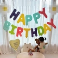 Colorful HAPPY BIRTHDAY letter balloons and yellow heart foil balloon for kids birthday party - 16 Inch Macaron Birthday Letters