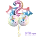 Set palloncini numero 2 unicorno arcobaleno con stelle e palloncini rotondi - Stella + Numero Sfumato 2