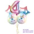 Rainbow gradient unicorn number 4 balloon set with 18-inch stars and round foil balloons - Star + Gradient Number 4