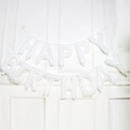 Minimalist white 16-inch Happy Birthday foil balloon set for elegant party decorations - 16 Inch White Birthday Letters