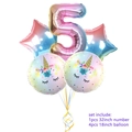 Rainbow gradient unicorn birthday balloon set with 32 inch number 5 and star shapes - Star + Gradient Number 5