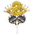 Kit 5 ballons dorés 2ème anniversaire avec chiffre 2 couronne et motifs de fête - Style Anniversaire Couronne Numéro 2 (4340467853289)