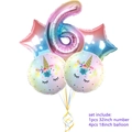 Rainbow gradient number 6 balloon set with unicorn and star foil balloons for birthday party - Star + Gradient Number 6