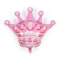 Pink crown aluminum foil balloon with polka dots and gold glitter for birthday decor - Medium Pink Crown