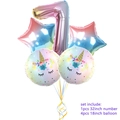 Rainbow gradient unicorn number 7 balloon set with 18-inch stars and round foil balloons - Star + Gradient Number 7