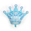 Sky blue crown-shaped aluminum foil balloon with decorative dots and stripes pattern - Medium Blue Crown