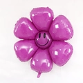 Purple daisy foil balloon with heart petals and smiley face for birthday party decoration - Large Smiling Dark Purple Daisy
