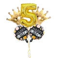 Set de ballons 5ème anniversaire avec chiffre cinq doré, couronnes et ballons ronds fête - Style Anniversaire Couronne Numéro 5 (4340467853292)