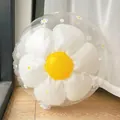 White daisy foil balloon with a yellow center and a clear outer layer for party decor - 22 Inch Daisy Bobo Balloon