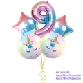 Macaron gradient unicorn balloon set with 32 inch number 9 and 18 inch star foil balloons - Star + Gradient Number 9