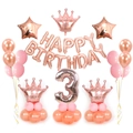 Rose gold birthday balloon kit with Happy Birthday letters crown and number 3 balloon - Number 3 Crown Style