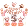 Ensemble de ballons couronne et chiffre 5 en or rose pour décoration de fête d'enfant - Style Couronne Chiffre 5