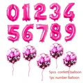 Palloncino a numero rosa rosso da 32 pollici con palloncini di coriandoli viola party - Palloncino Numero e Coriandoli Fuchsia / Rosa Rosso