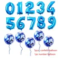 Set di palloncini numerici blu reale con numero in alluminio e palloncini con coriandoli - Palloncino Numero e Coriandoli Blu / Blu