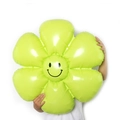 Neon green daisy flower foil balloon with smiley face pattern for party decoration - Large Macaron Green Smiling Daisy