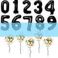 Set with 40-inch black number balloon and clear latex balloons with black-gold sequins - Gold/Black