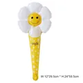 White daisy foil balloon with a yellow smile face and handle for party decor - White Daisy Inflatable Wand