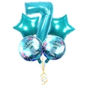 5pcs blue mermaid balloon set with number 7 and star shapes for birthday decor - Number 7