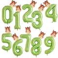 Ballon chiffre 1 vert de 40 pouces pour fête jungle avec tête de cheval marron - 16 Pouces Âne + 40 Pouces Chiffre Vert (4377378635935)