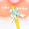 Yellow fountain pen with a gold-trimmed blue bow on the clip for gift packaging - Sky Blue