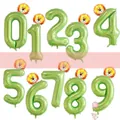 Ballons chiffres verts avec motif lion mignon pour décoration de fête sur le thème jungle - 16 Pouces Lion + 40 Pouces Chiffre Vert (4377378635940)
