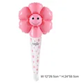 Pink daisy flower balloon with a smiley face and printed handle for party decoration - Macaron Pink Daisy Inflatable Wand