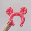 Pink daisy inflatable headband with smiley sunflower ears for parties and festivals - 1 Pc Macaron Pink Daisy Headband