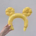 Yellow inflatable daisy flower headband with smiley face design for parties - 1 Pc Macaron Yellow Daisy Headband