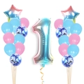 Roségoldenes Farbverlauf Nummer 1 Ballon-Set mit Pastell-Ballons für erste Geburtstage - Blauer Farbverlauf Erster Geburtstag