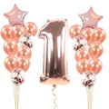 Rose gold 1st birthday balloon set with foil number one and shiny latex confetti balloons - Rose Gold First Birthday