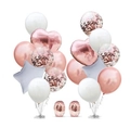 Rose gold balloon set with heart, star foils and confetti latex balloons for party decor - Rose Gold Heart Star and Latex Balloon Set