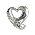 Palloncino a cuore in alluminio argento 80cm con design cavo e coda a spirale per nozze - Cuore a Coda Riccia Argento da 40 Pollici