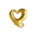 Palloncino a cuore in alluminio dorato da 80 cm con coda a spirale per matrimoni - Cuore a Coda Riccia Oro Medio