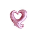 Palloncino a cuore vuoto rosa in alluminio con dettaglio riccio per decorazione di nozze - Cuore a Coda Riccia Rosa Perlato Medio