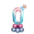 32-inch gradient number 0 balloon set with golden crown and colorful latex base - Blue Gradient Number 0 (SZLY-02)