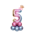 32-inch gradient number 5 balloon with golden crown for birthday party decoration - Pink Gradient Number 5 (SZLY-02)