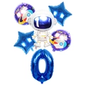Astronaut theme birthday balloon set with number zero foil balloons for kids party - Blue Astronaut Set Number 0